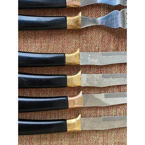 E Parker & Sons Sheffield 4 Knives &  6 Forks - Black and Gold Color - Picture 4 of 5